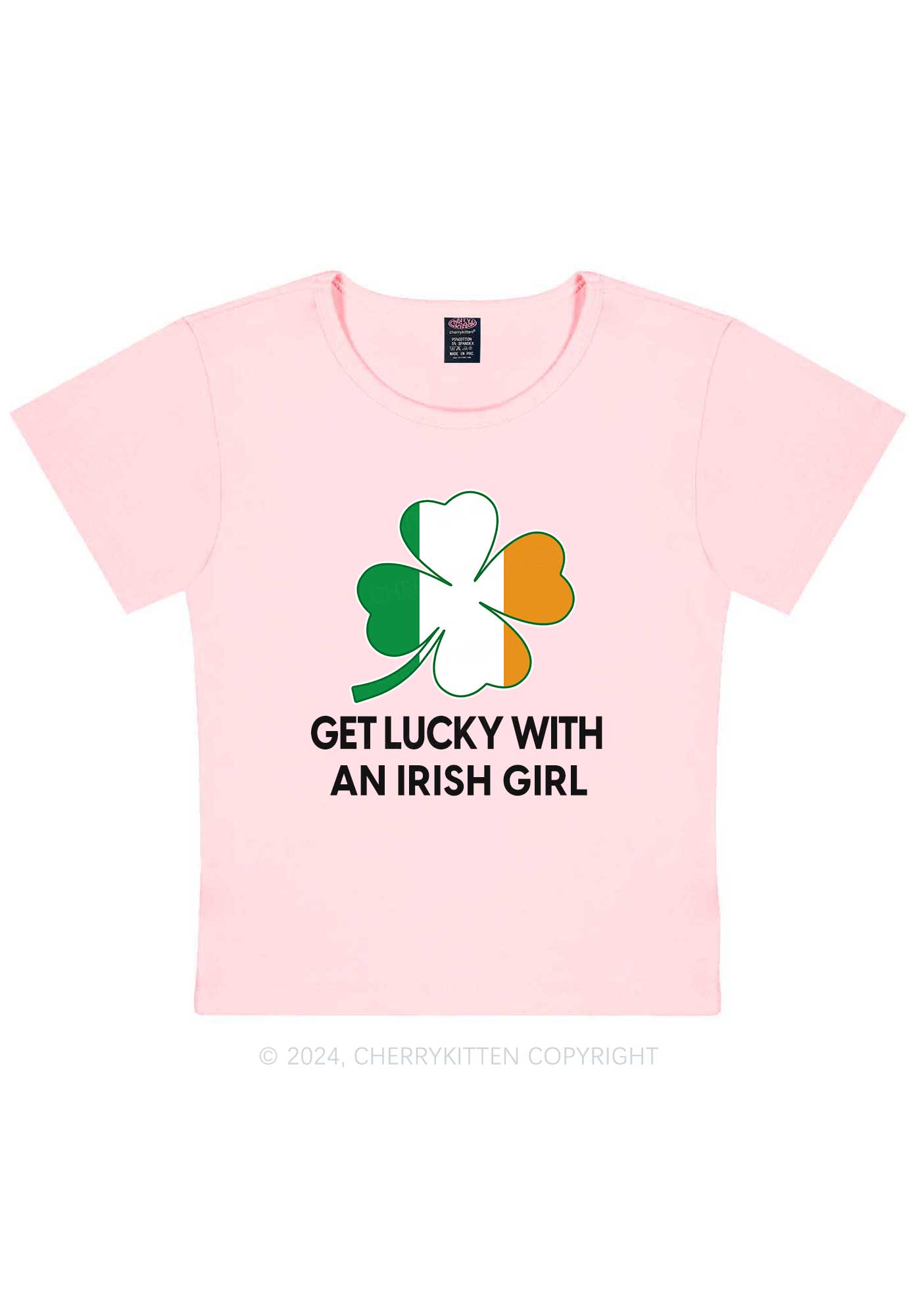 Get Lucky Irish Girl St Patricks Y2K Baby Tee Cherrykitten