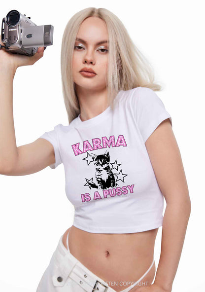 Karma Puxxy Y2K Baby Tee Cherrykitten