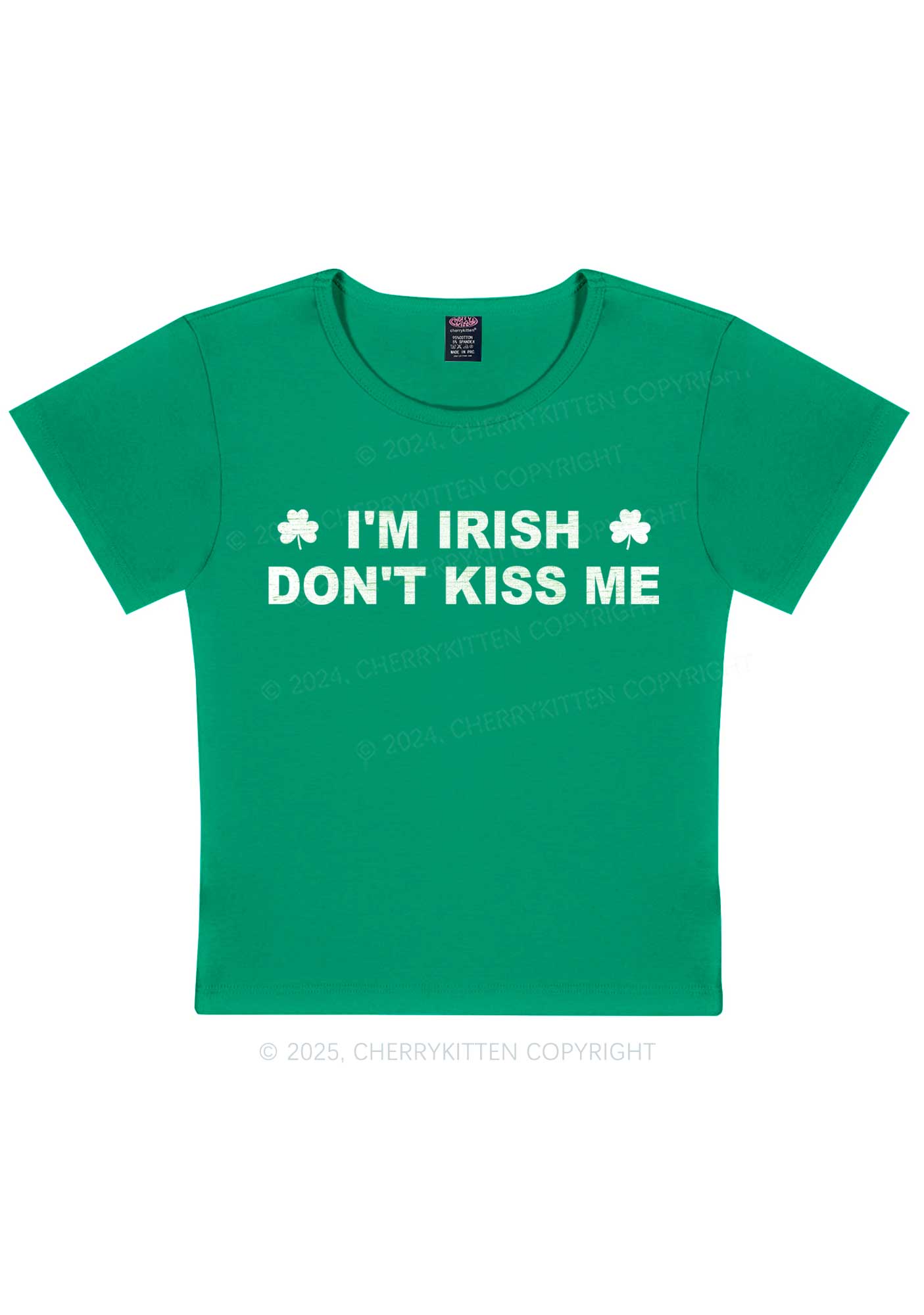 Dont Kiss Irish St Patricks Y2K Baby Tee Cherrykitten