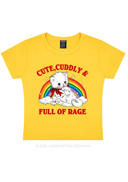 Cuddly Cat Full Of Rage Y2K Baby Tee Cherrykitten