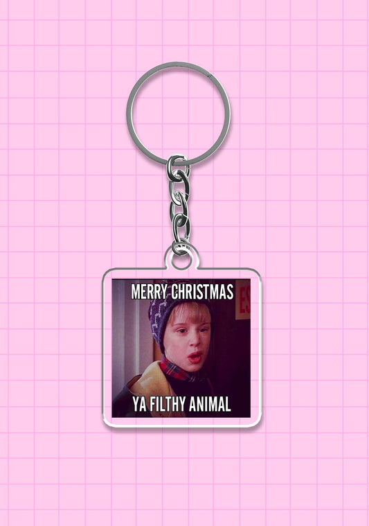 Merry Christmas Ya Filthy Animal 1Pc Y2K Keychain Cherrykitten