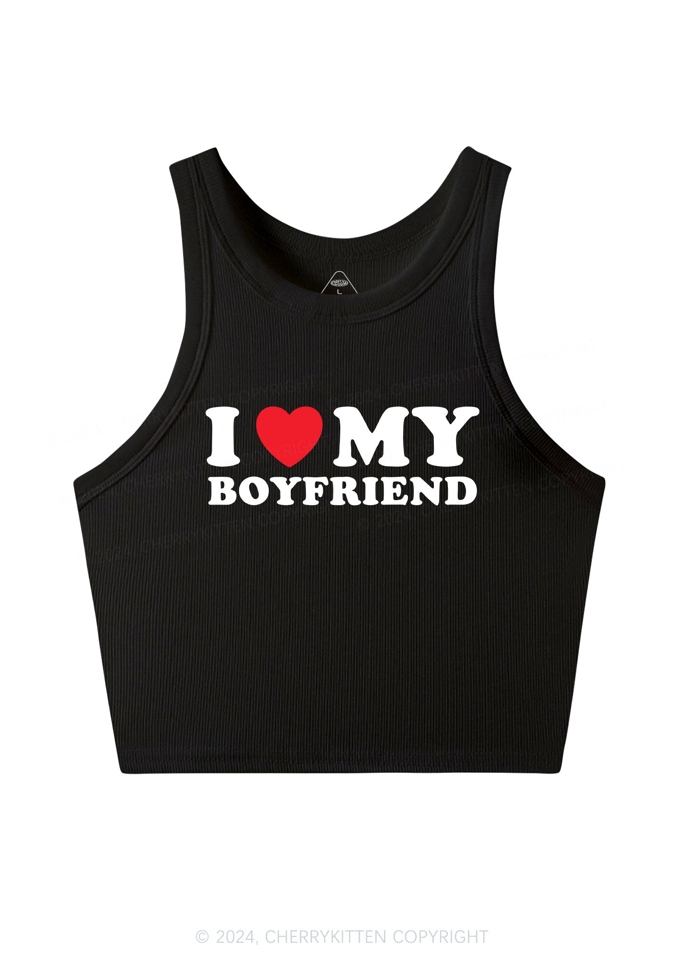 I Love Boyfriend Y2K Valentine's Day Crop Tank Top Cherrykitten