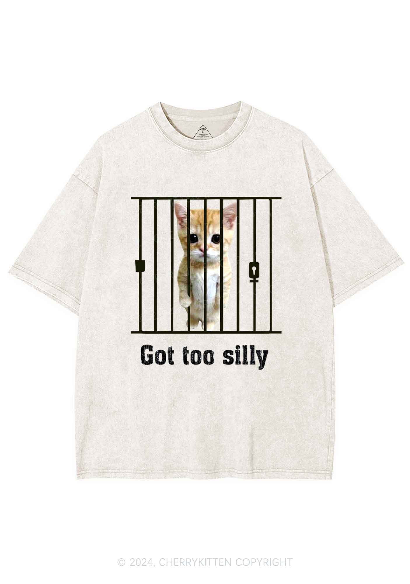 Got Too Silly Cat Y2K Washed Tee Cherrykitten