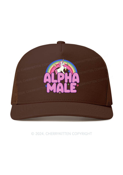 Rainbow Unicorn Alpha Male Y2K Trucker Mesh Hat Cherrykitten