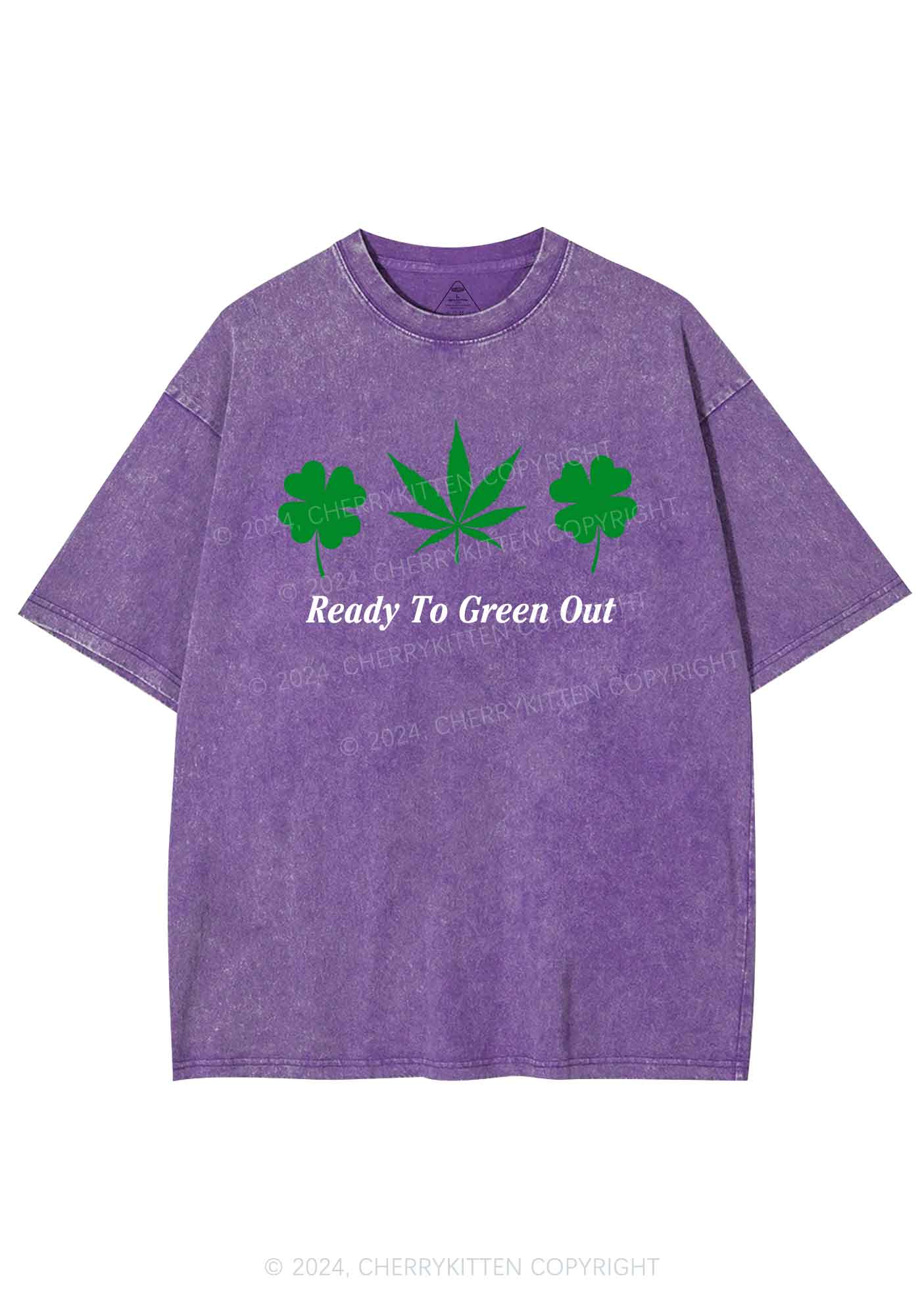 Ready To Green Out St Patricks Y2K Washed Tee Cherrykitten