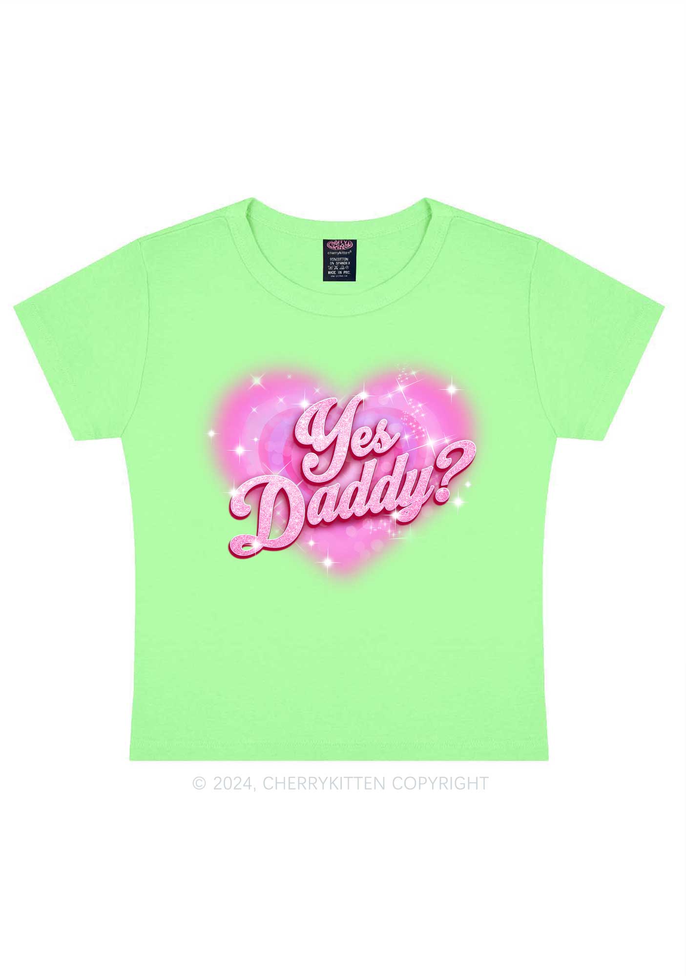 Pink Yes Daddy Y2K Valentine's Day Baby Tee Cherrykitten