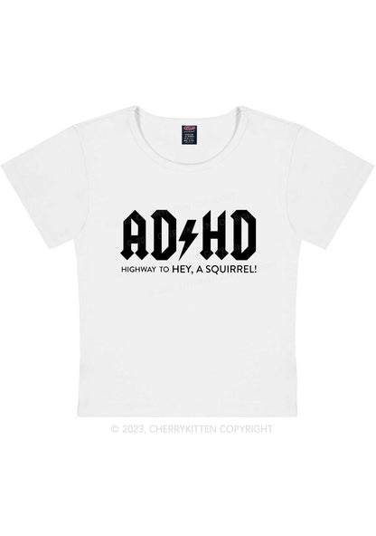 Curvy ADHD Hey A Squirrel Y2K Baby Tee Cherrykitten