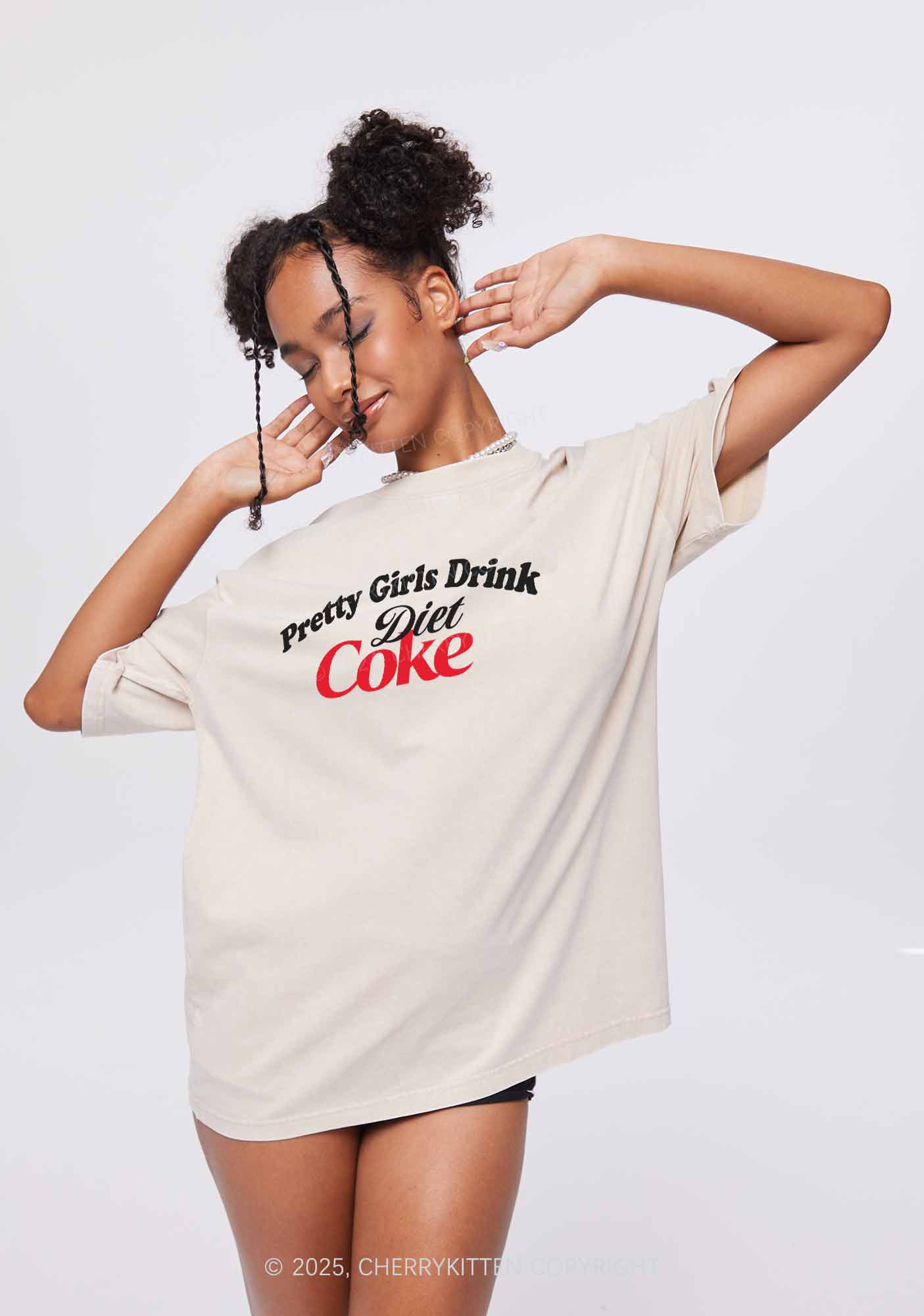 Pretty Girls Drink Diet Coke Y2K Washed Tee Cherrykitten