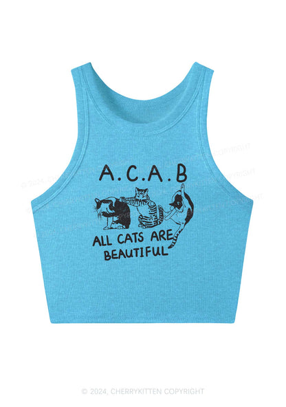 ACAB Cats Y2K Crop Tank Top Cherrykitten