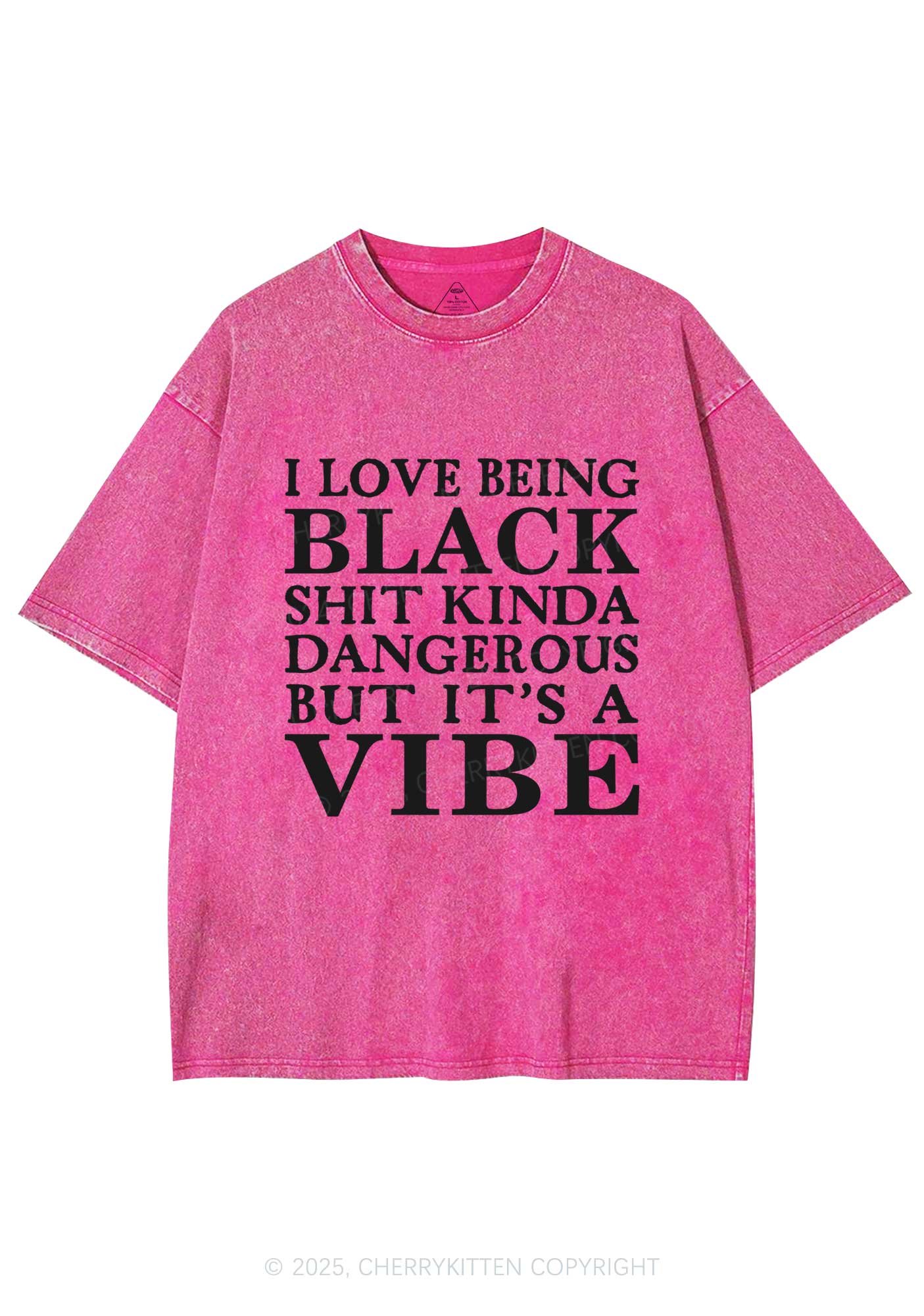 Black Vibe Y2K Washed Tee Cherrykitten