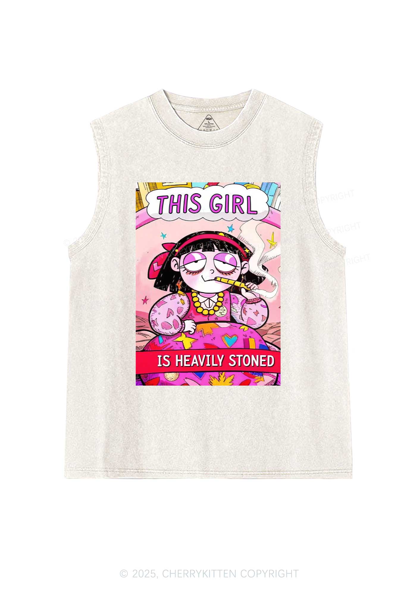 This Girl Is Heavily Stoned Y2K Washed Tank Cherrykitten