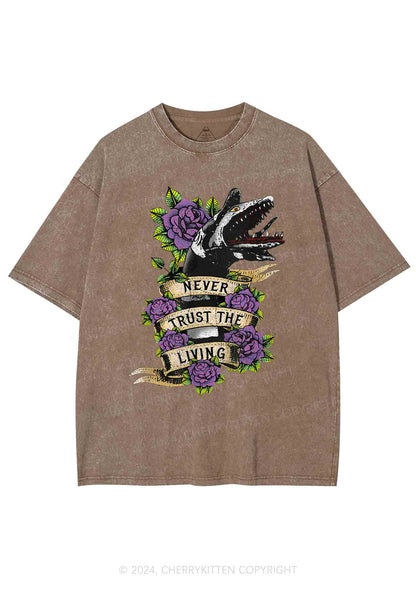 Halloween Never Trust The Living Y2K Washed Tee Cherrykitten