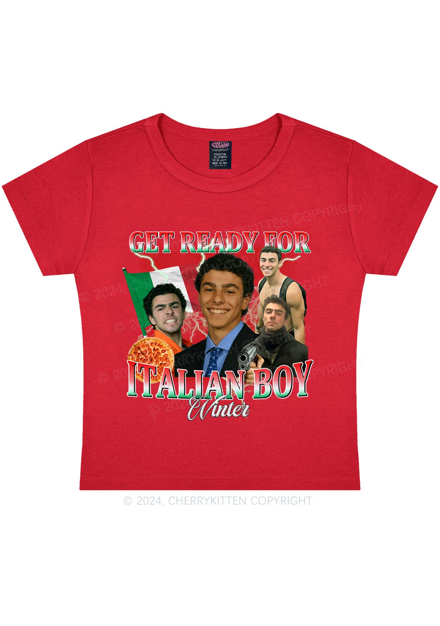 Italian Boy Winter Luigi Y2K Baby Tee Cherrykitten