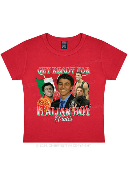 Italian Boy Winter Luigi Y2K Baby Tee Cherrykitten