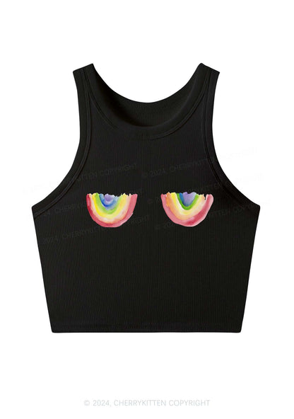 Rainbow Bxxb Y2K Crop Tank Top Cherrykitten