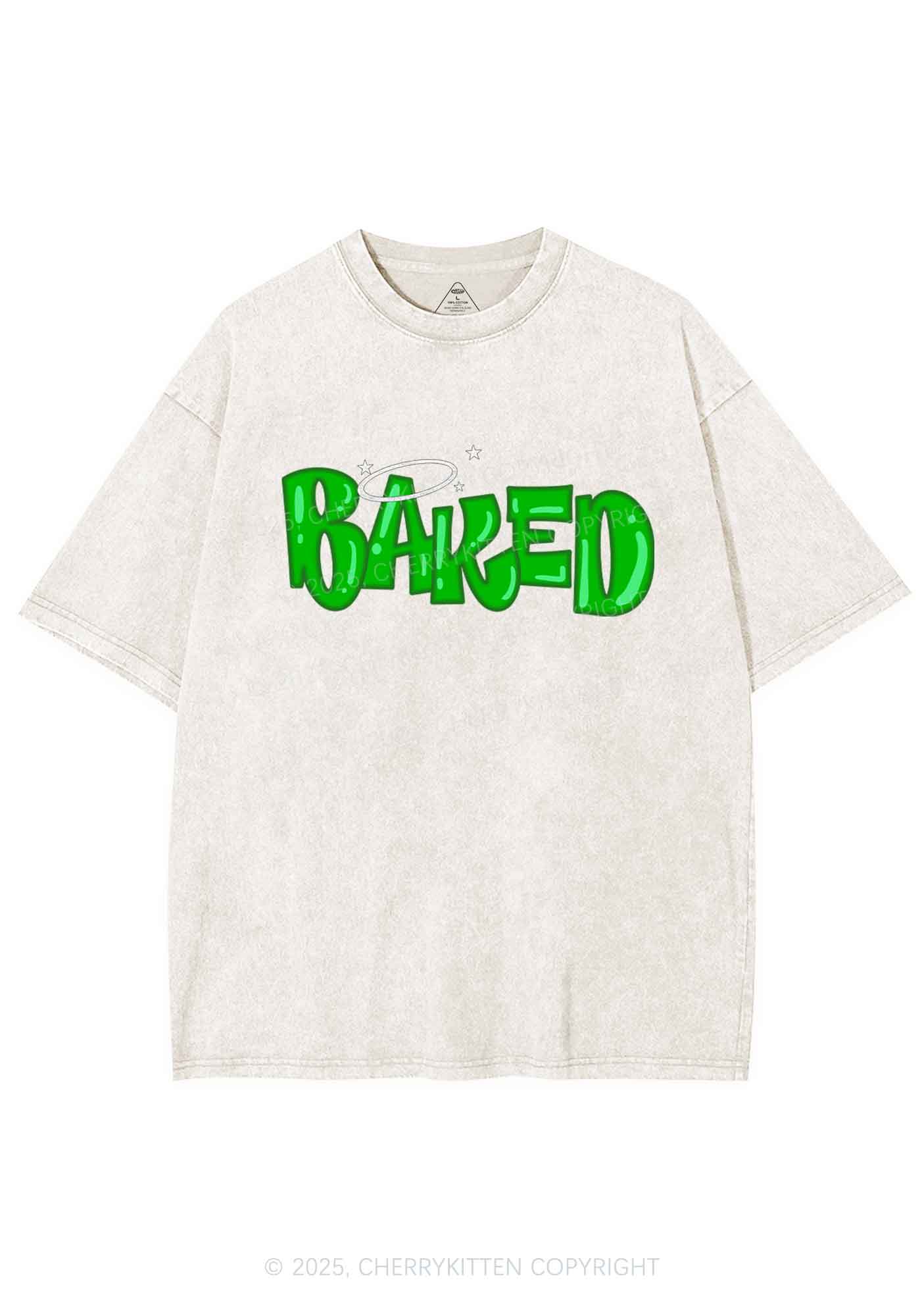 Green Baked Y2K Washed Tee Cherrykitten