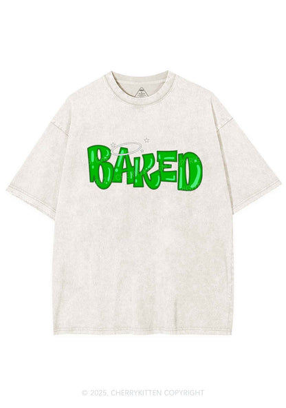 Green Baked Y2K Washed Tee Cherrykitten