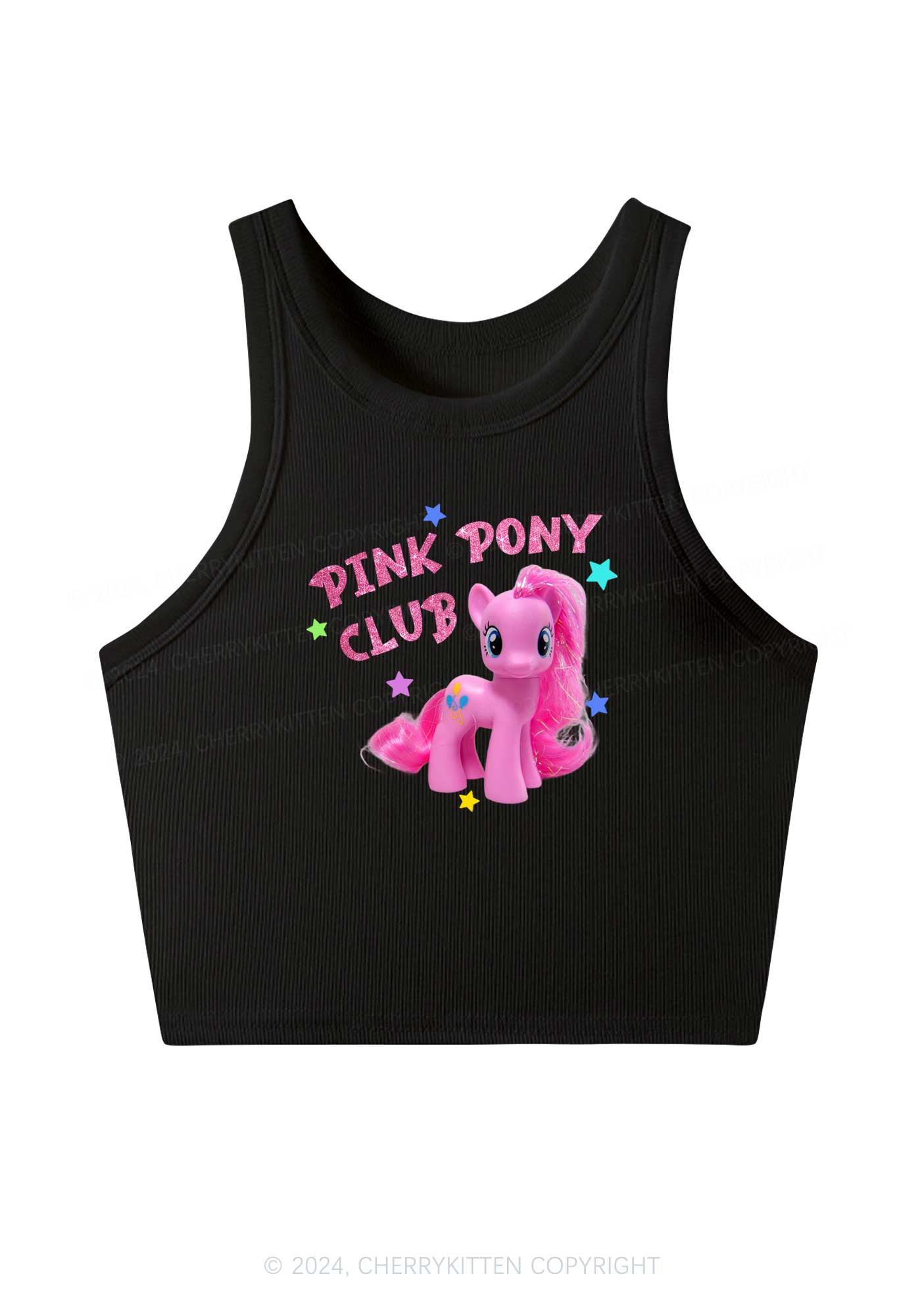 Pink Pony Y2K Crop Tank Top Cherrykitten