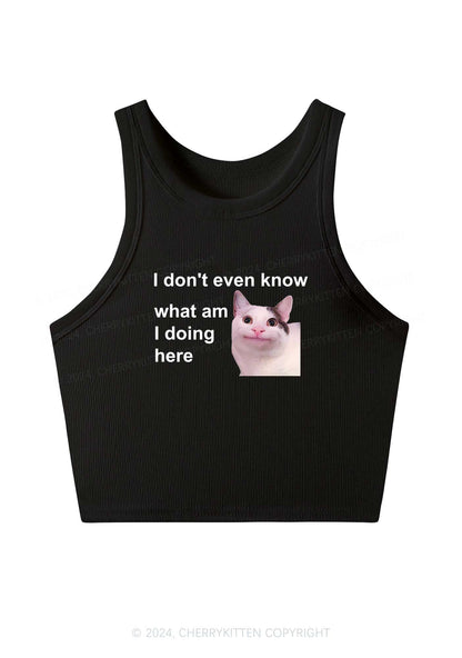 What Am I Doing Here Y2K Crop Tank Top Cherrykitten