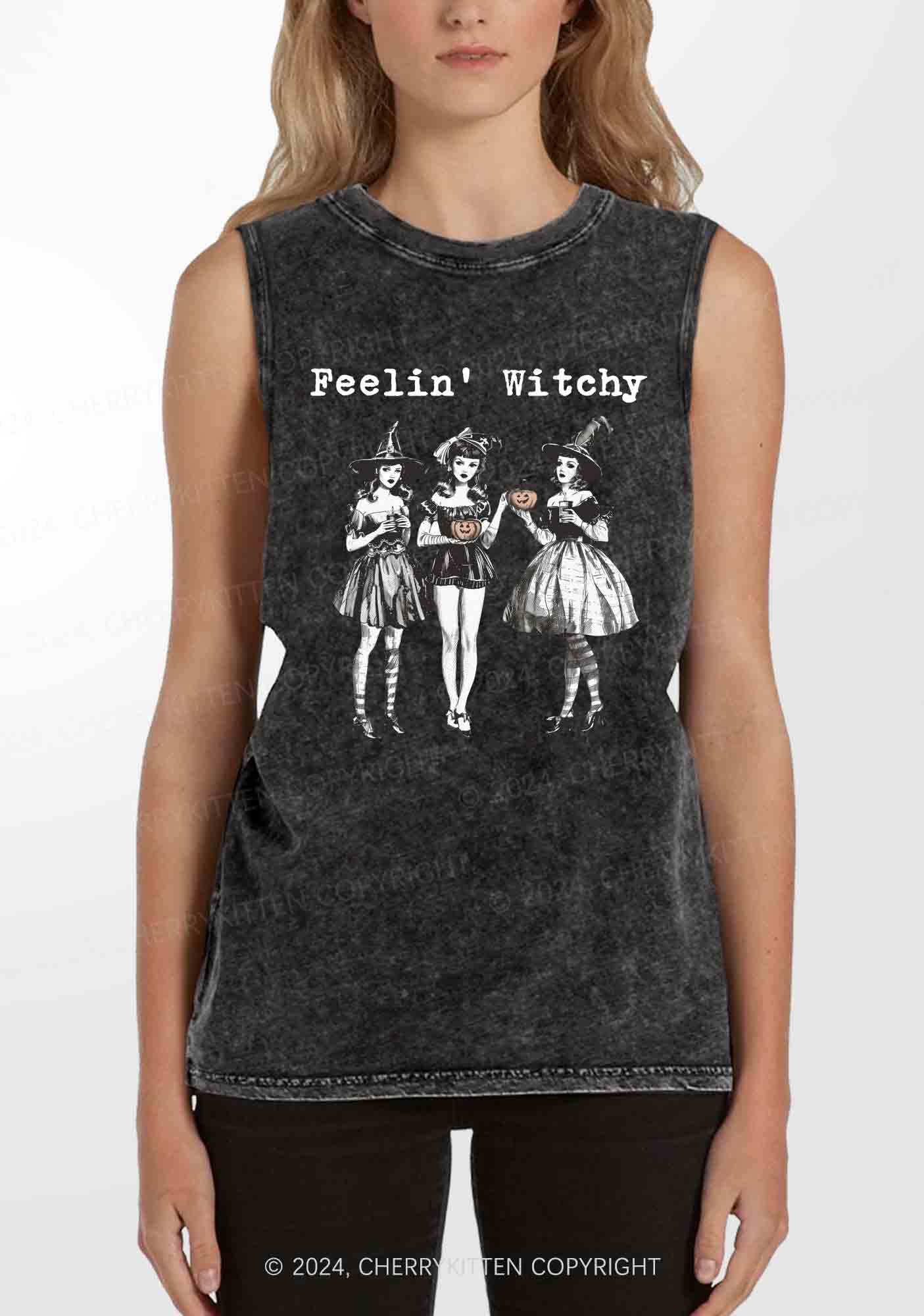 Halloween Feelin' Witchy Y2K Washed Tank Cherrykitten