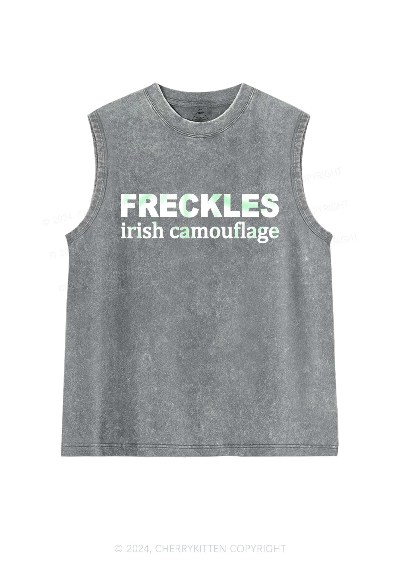 Freckles Irish Camouflage St Patricks Y2K Washed Tank Cherrykitten