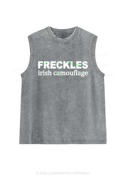 Freckles Irish Camouflage St Patricks Y2K Washed Tank Cherrykitten