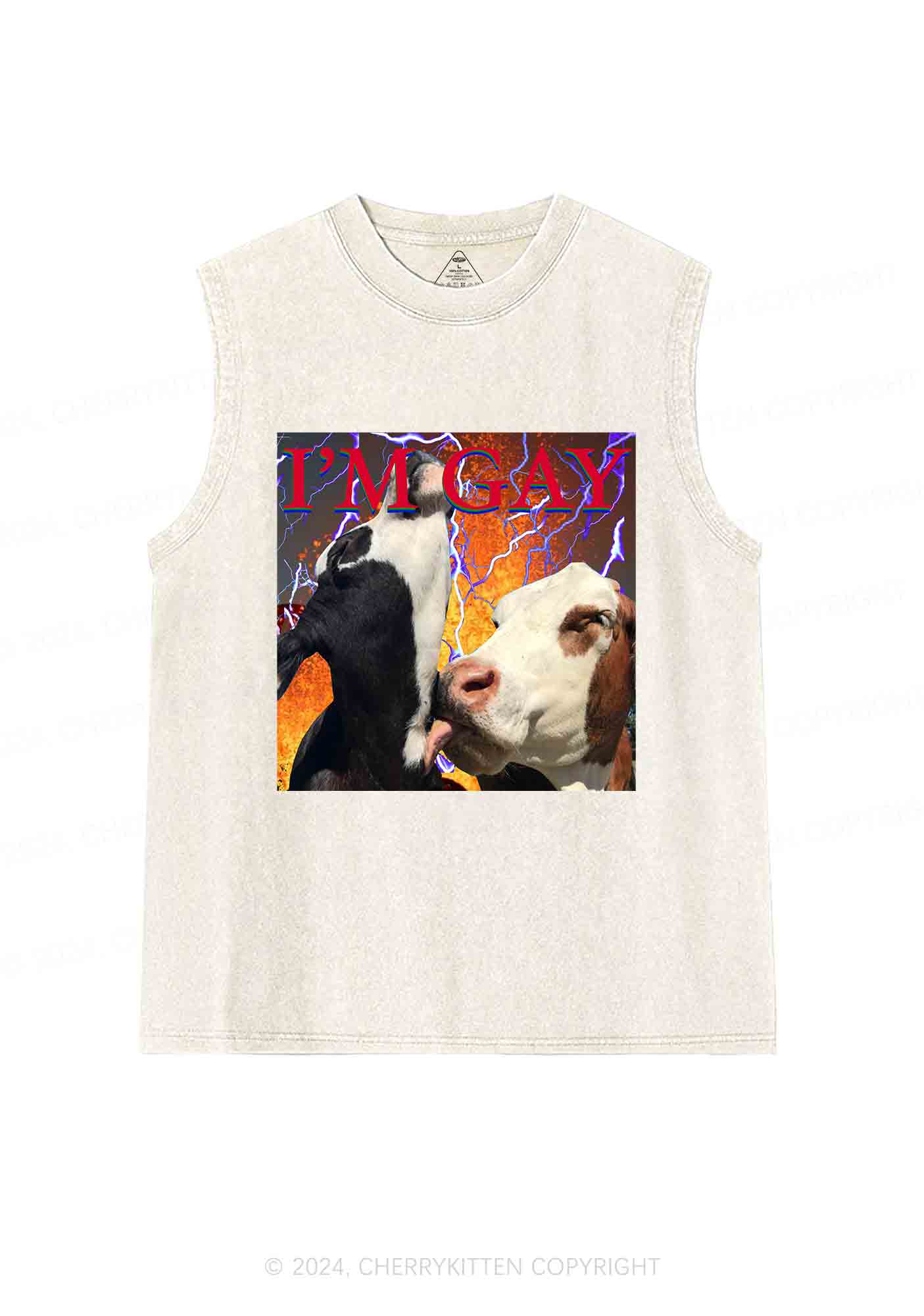 Gay Cow Play Y2K Washed Tank Cherrykitten