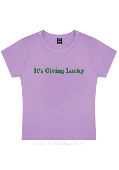 Its Giving Lucky St Patricks Y2K Baby Tee Cherrykitten