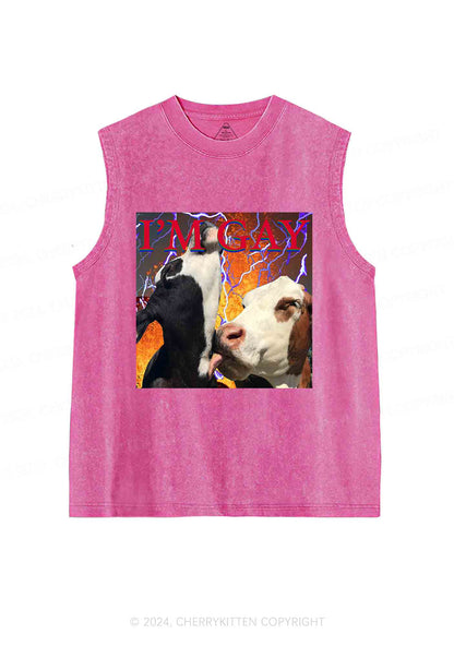 Gay Cow Play Y2K Washed Tank Cherrykitten