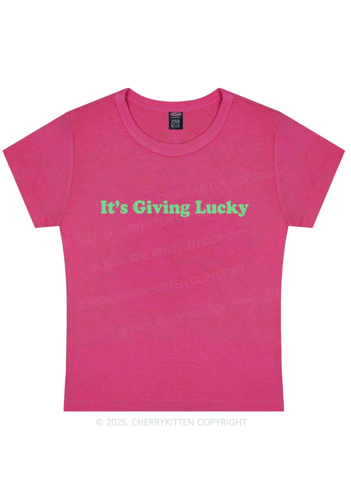 Its Giving Lucky St Patricks Y2K Baby Tee Cherrykitten