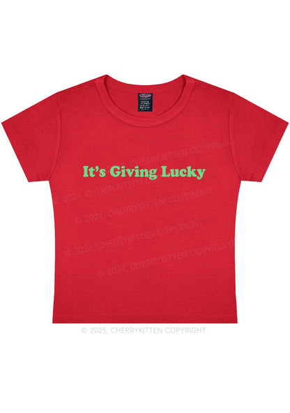 Its Giving Lucky St Patricks Y2K Baby Tee Cherrykitten