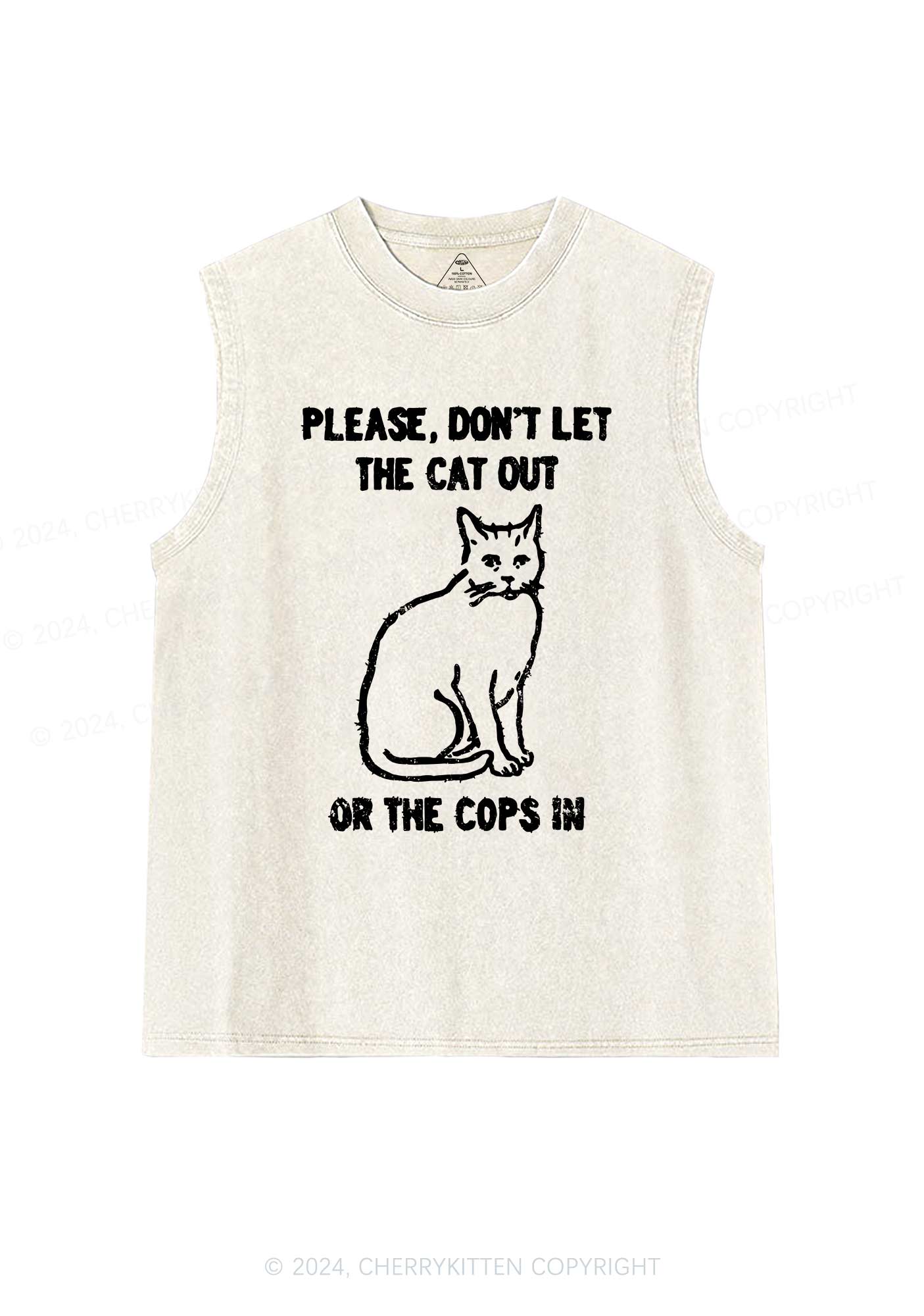 Don't Let The Cat Out Y2K Washed Tank Cherrykitten