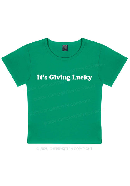 Its Giving Lucky St Patricks Y2K Baby Tee Cherrykitten