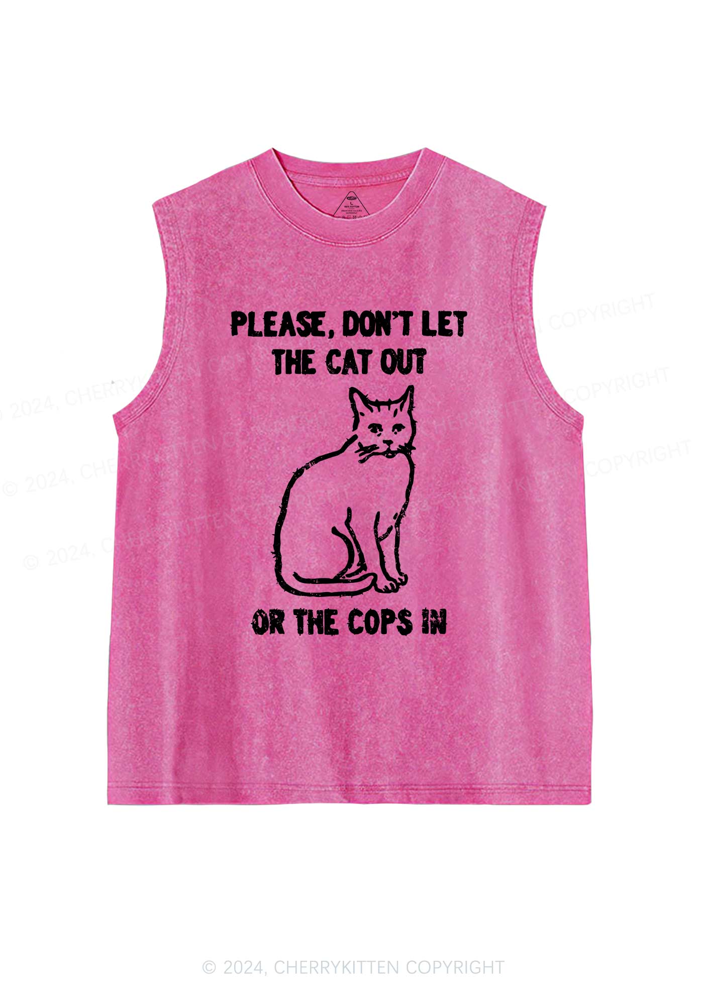 Don't Let The Cat Out Y2K Washed Tank Cherrykitten