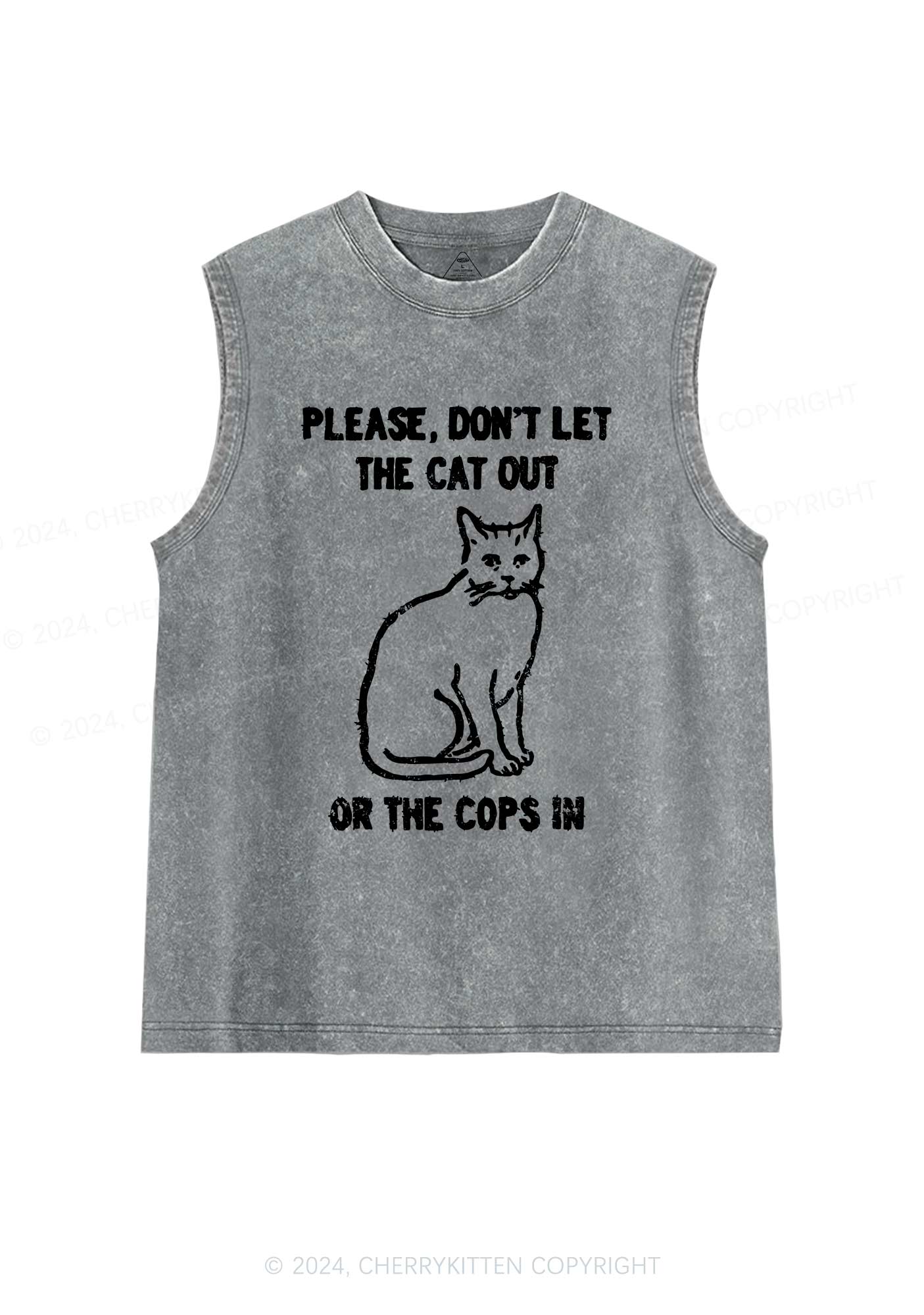 Don't Let The Cat Out Y2K Washed Tank Cherrykitten