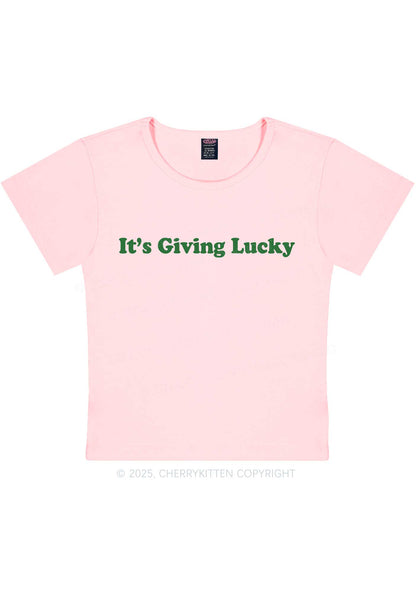 Its Giving Lucky St Patricks Y2K Baby Tee Cherrykitten