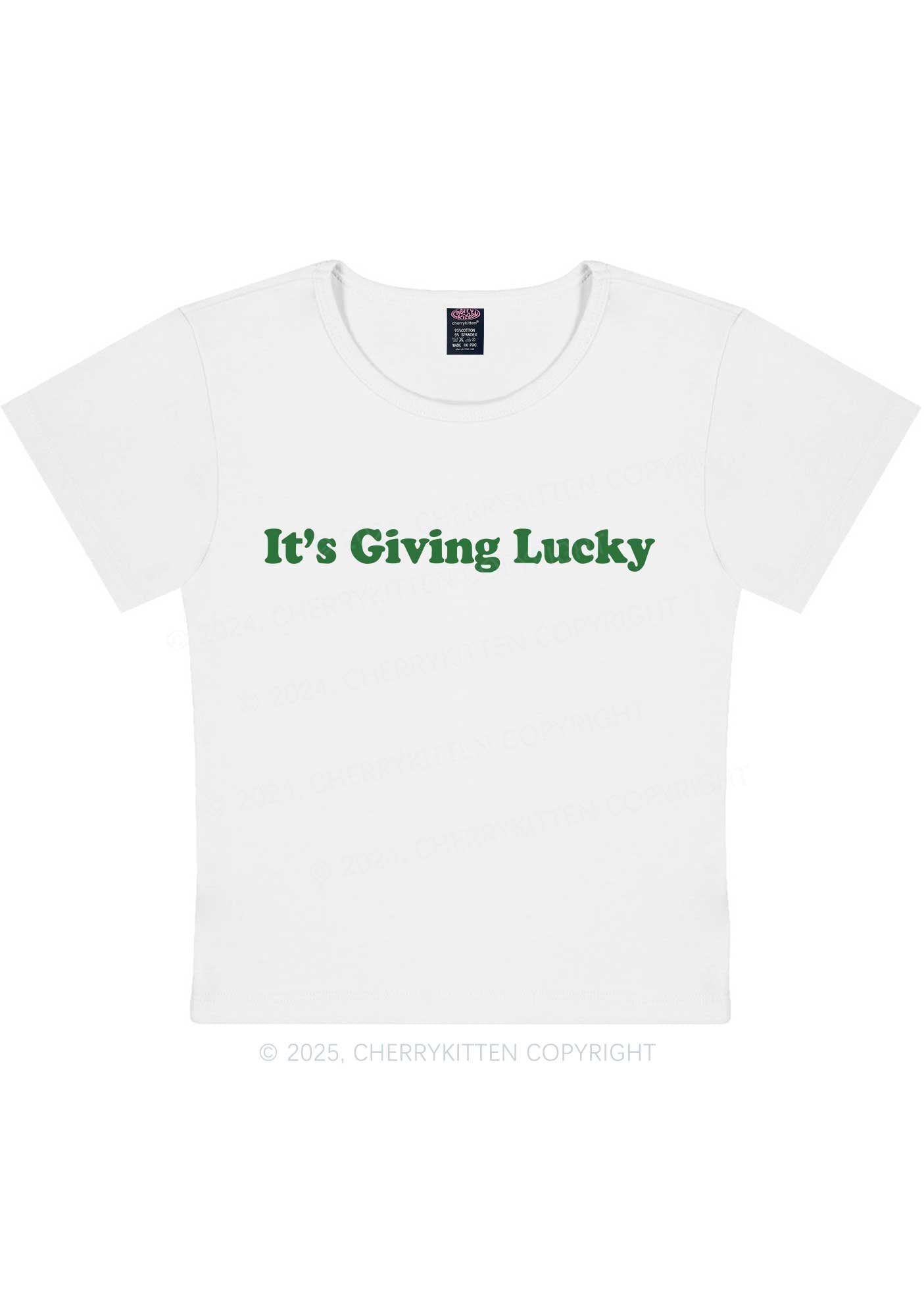 Its Giving Lucky St Patricks Y2K Baby Tee Cherrykitten