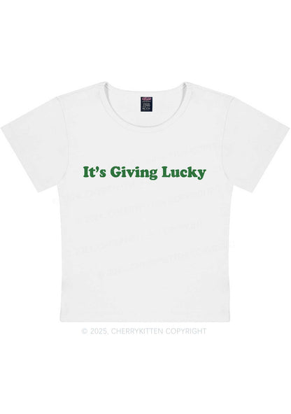 Its Giving Lucky St Patricks Y2K Baby Tee Cherrykitten