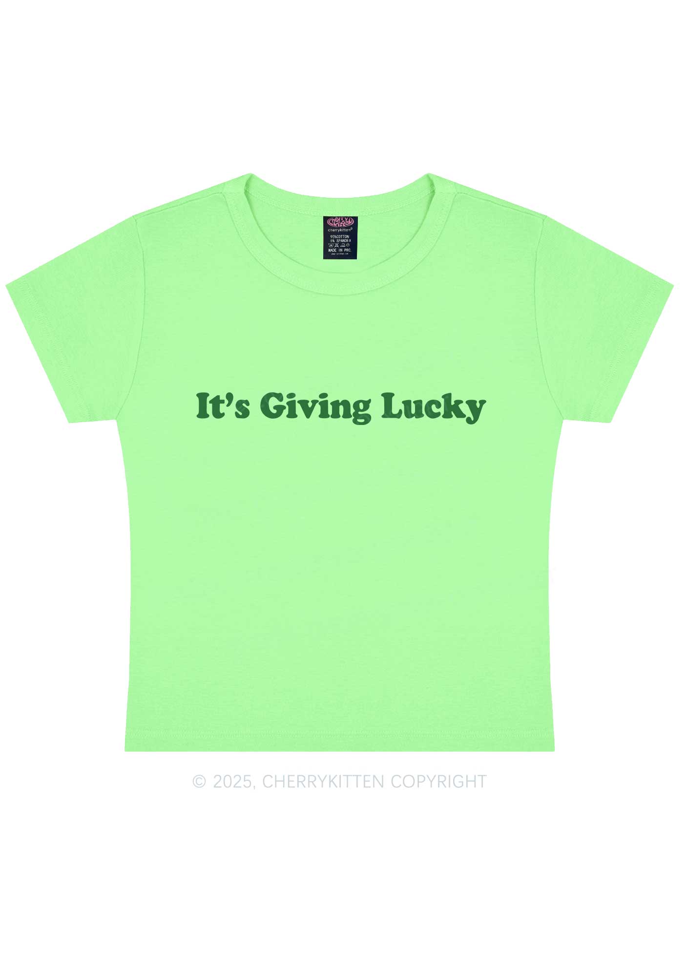 Its Giving Lucky St Patricks Y2K Baby Tee Cherrykitten