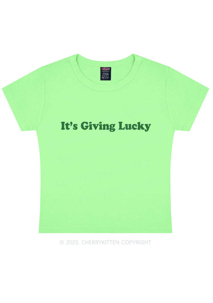 Its Giving Lucky St Patricks Y2K Baby Tee Cherrykitten