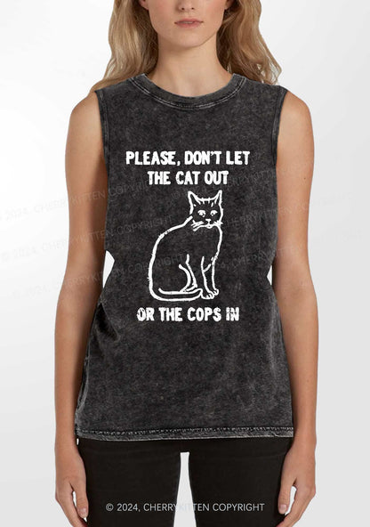 Don't Let The Cat Out Y2K Washed Tank Cherrykitten