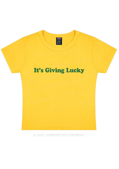 Its Giving Lucky St Patricks Y2K Baby Tee Cherrykitten