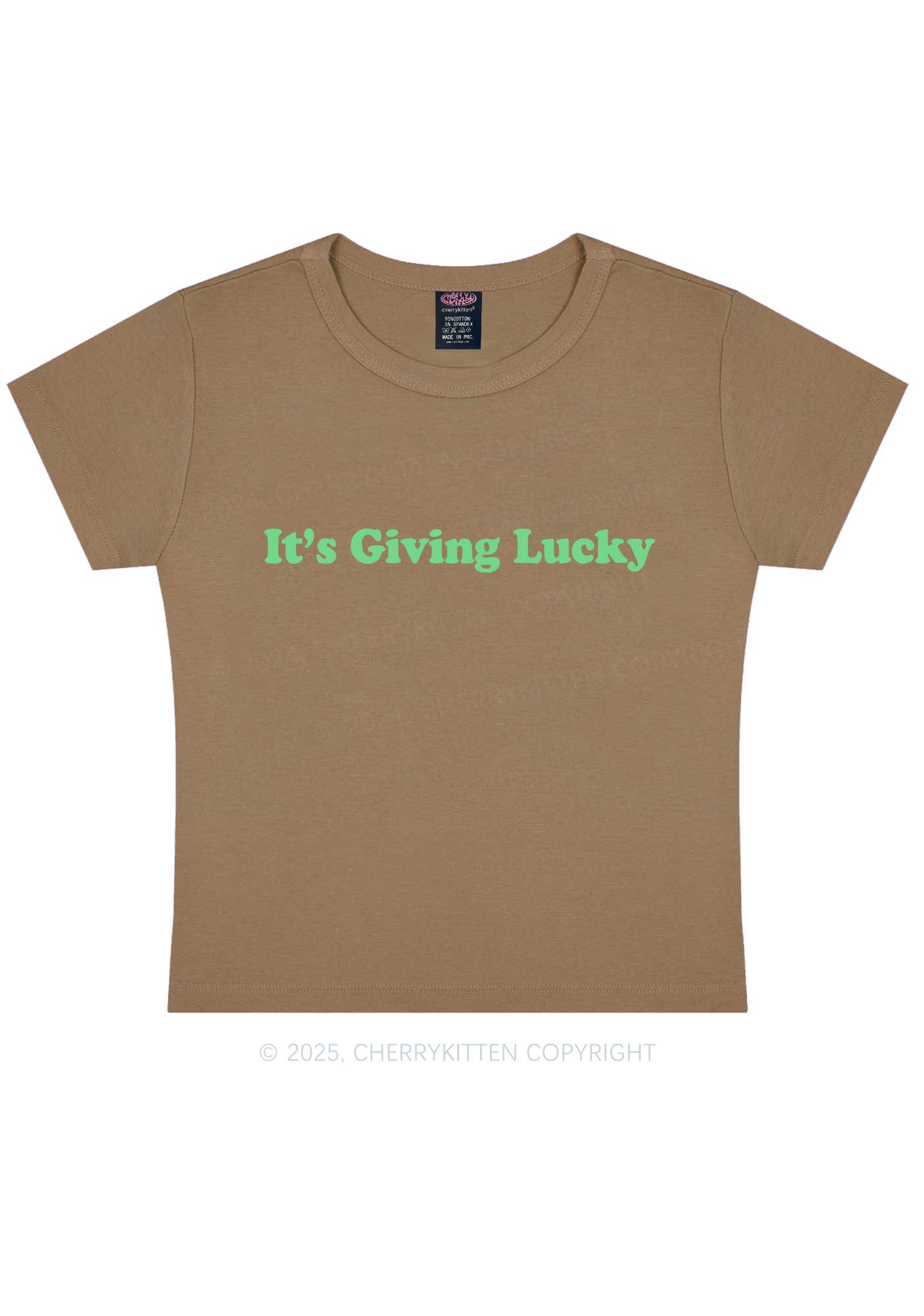 Its Giving Lucky St Patricks Y2K Baby Tee Cherrykitten