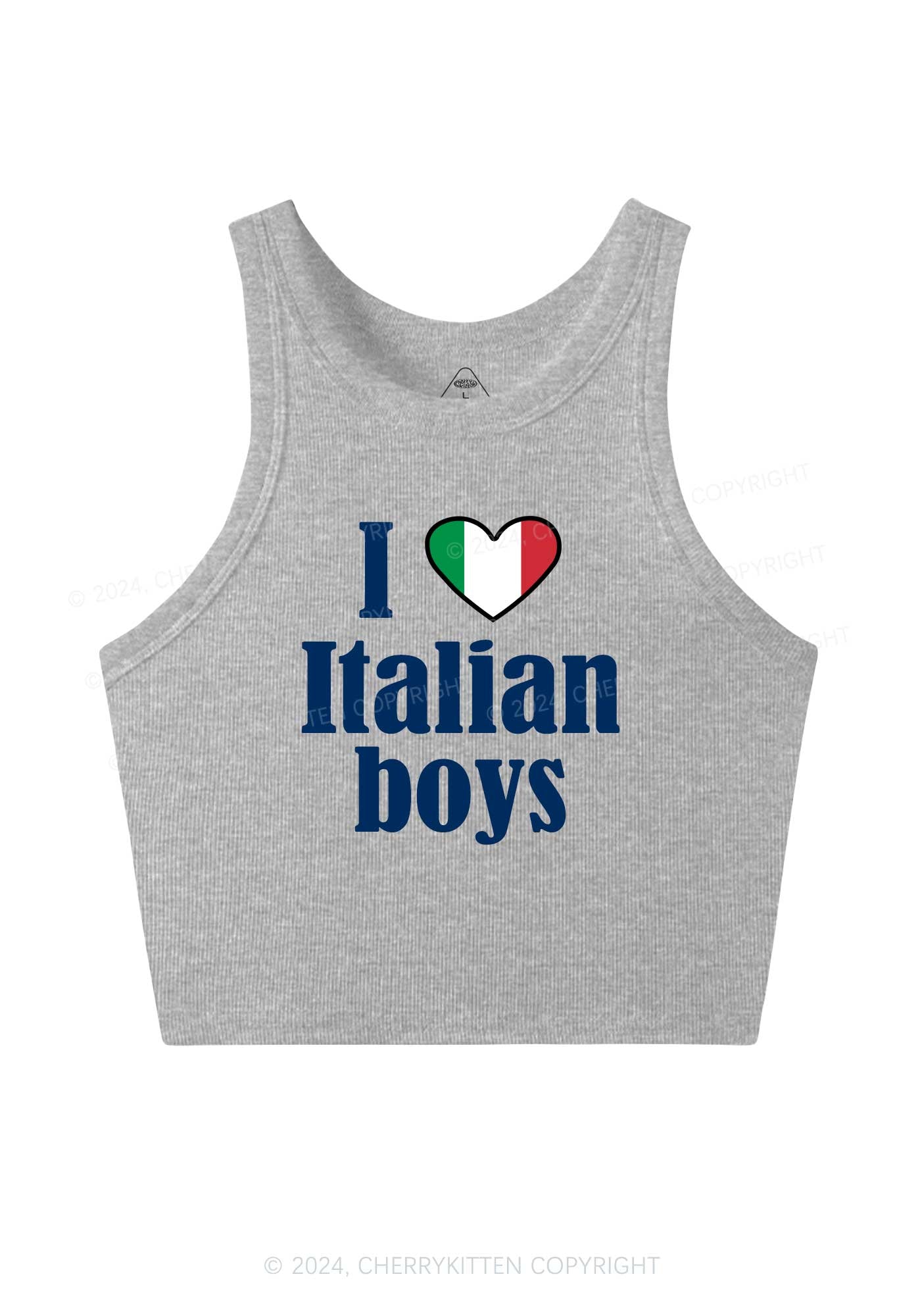 I Love Italian Boys Y2K Crop Tank Top Cherrykitten