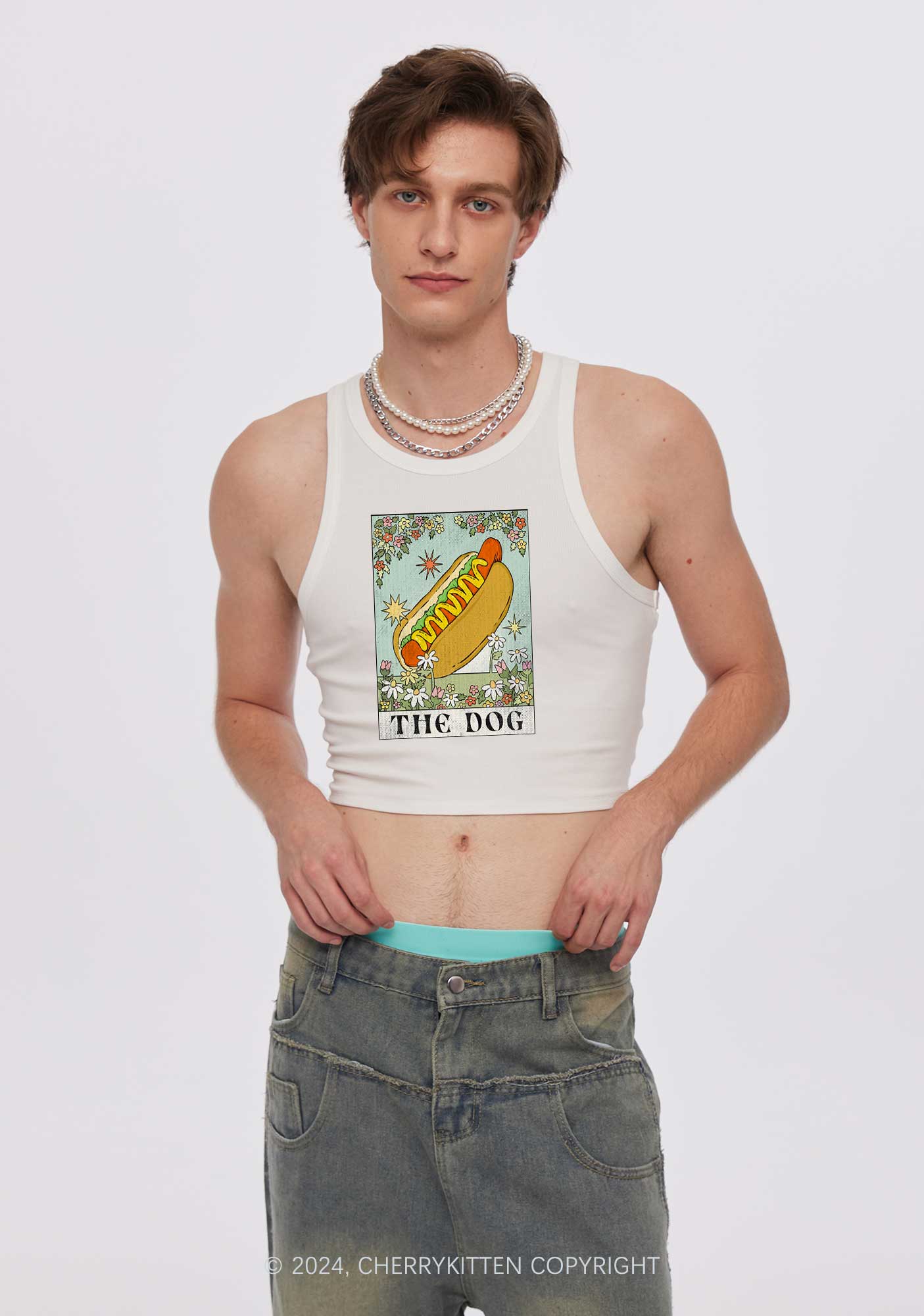 The Hot Dog Y2K Crop Tank Top Cherrykitten