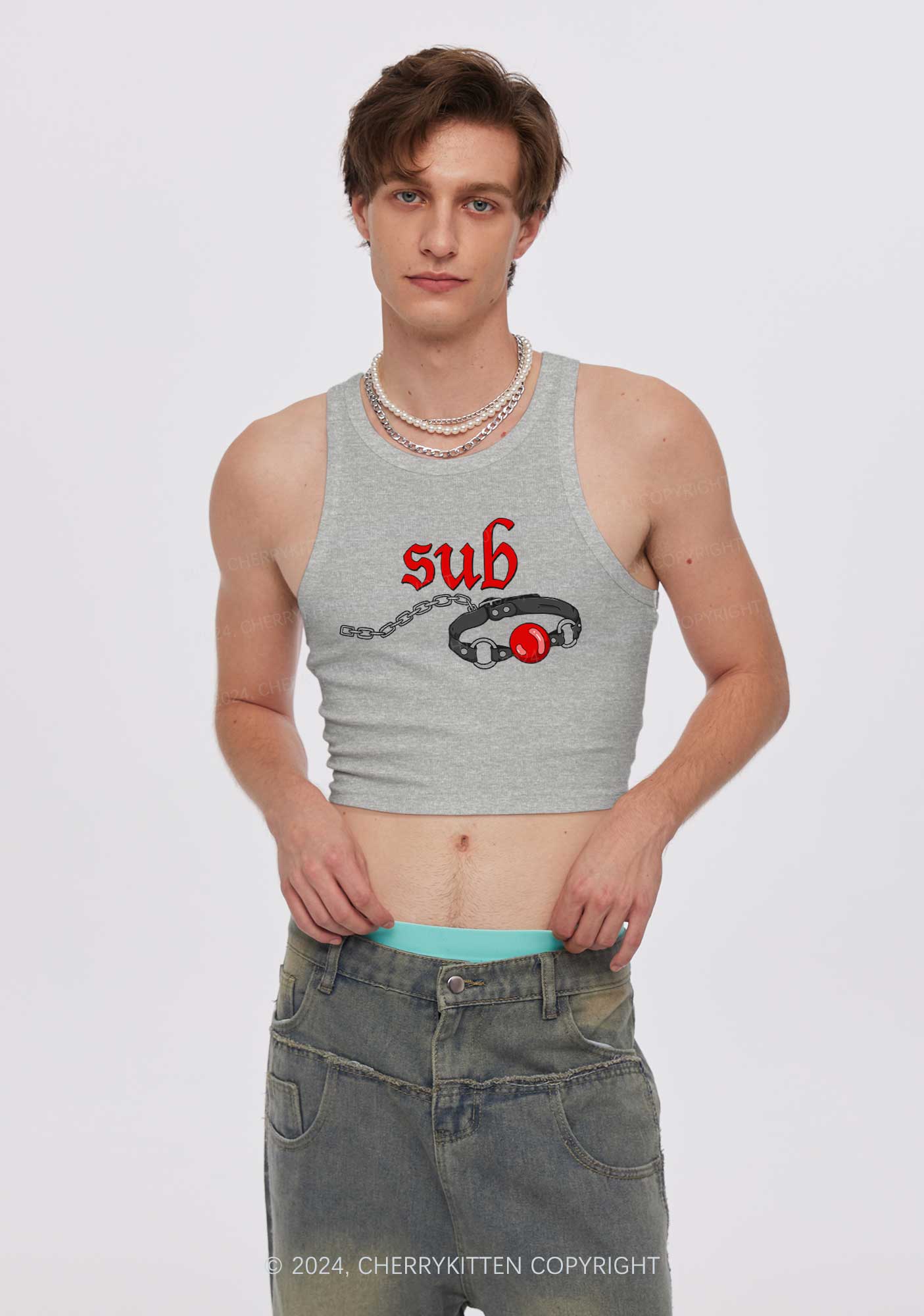 Sub Handcuffs Y2K Crop Tank Top Cherrykitten