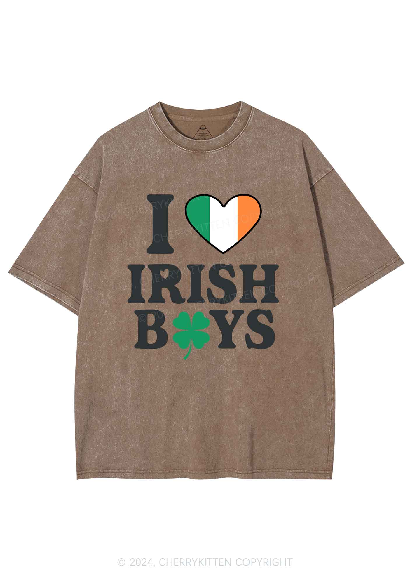 Irish Boy Shamrock St Patricks Y2K Washed Tee Cherrykitten