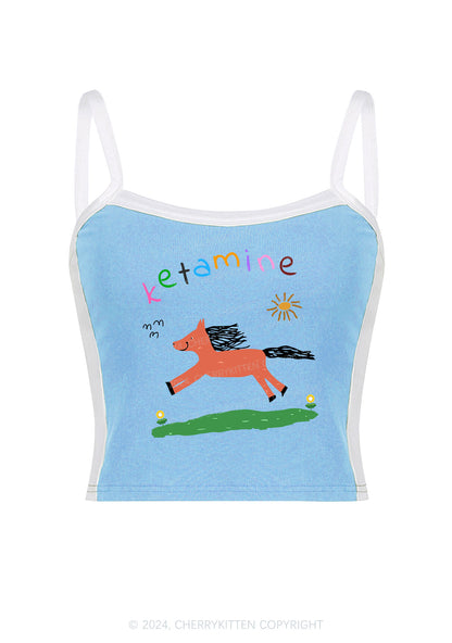 Orange Pony Y2K Color Block Crop Cami Top Cherrykitten