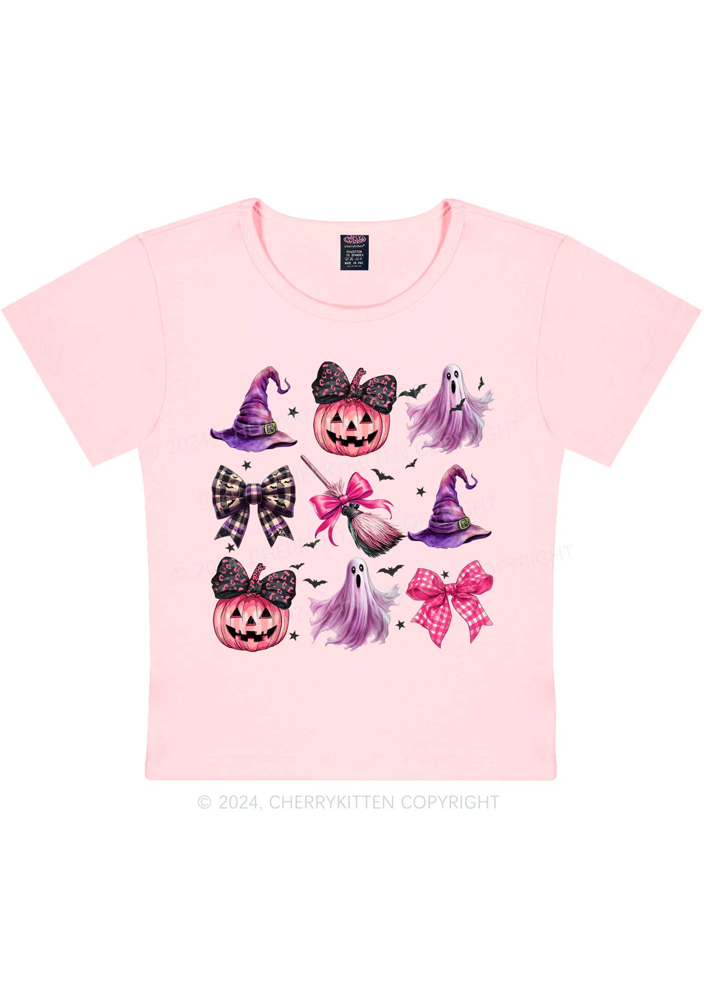 Halloween Pumpkin With Bows Y2K Baby Tee Cherrykitten