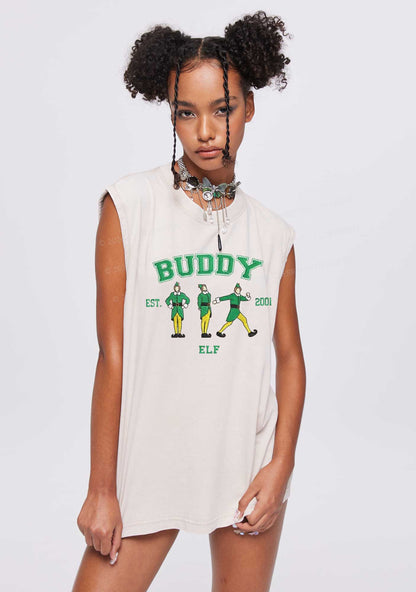 Christmas Elf Buddy Y2K Washed Tank Cherrykitten